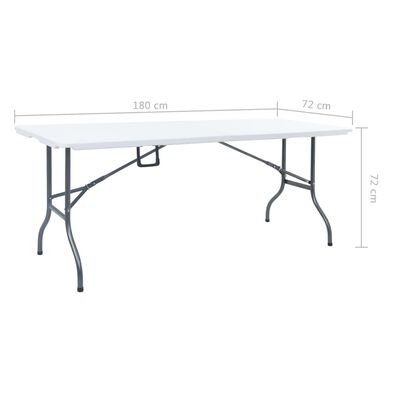 vidaXL saliekams dārza galds, balts, 180x72x72 cm, HDPE