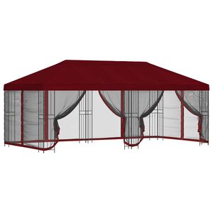 vidaXL Paviljons ar sānu sienām 6 x 3 m Burgundija