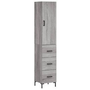 vidaXL augstais skapītis, pelēks, 34,5x34x180 cm, inženierijas koks