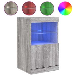 vidaXL kumode ar LED lampiņām, pelēka ozolkoka krāsa, 41x37x67 cm