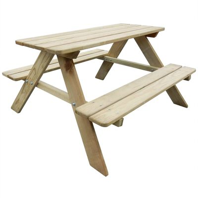 vidaXL bērnu piknika galds, 89 x 89,6 x 50,8 cm, priedes koks
