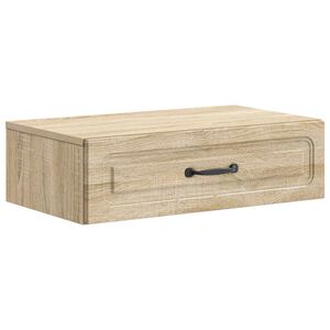 vidaXL Sienas montējamais sānu galds Sonomas ozols 59 x 34,5 x 17 cm