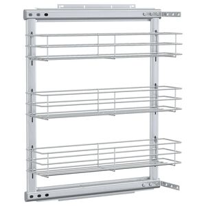 vidaXL izvelkami virtuves grozi, 3 līmeņi, sudrabaini, 47x15,5x55,5 cm