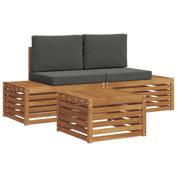 vidaXL Āra dīvānu komplekts ar spilvenu 3 Gabals Dabisks un antracīts