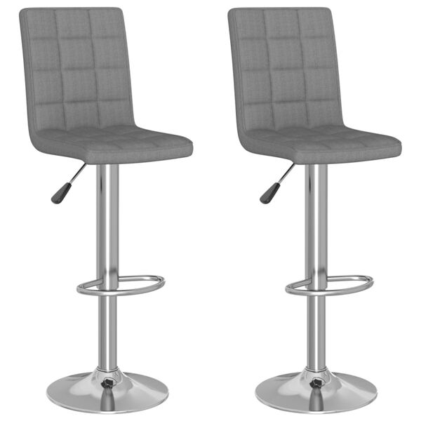 vidaXL bāra krēsli, 2 gab., gai&scaron;i pelēks audums