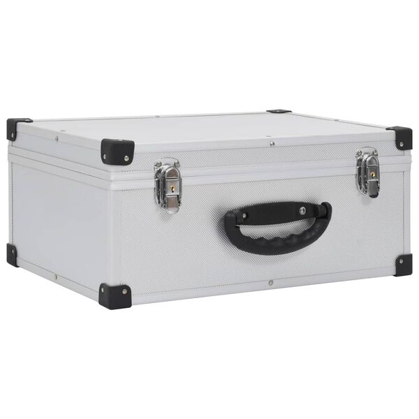 vidaXL CD koferis 60 kompaktdiskiem, ABS, alumīnijs, sudraba krāsā