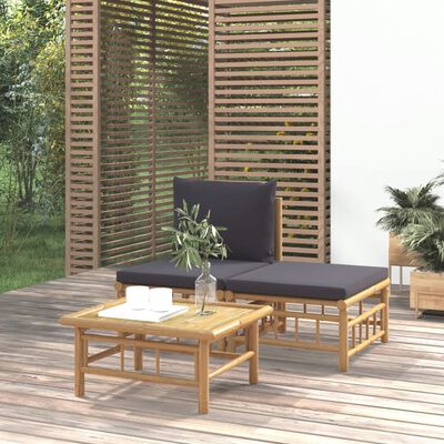 vidaXL 3-daļīgs dārza atpūtas mēbeļu komplekts ar matračiem, bambuss