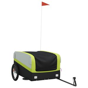 vidaXL velosipēda piekabe, 45 kg, melna un zaļa, dzelzs