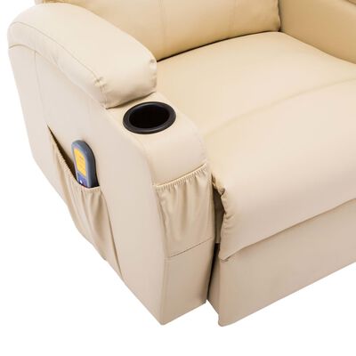 vidaXL masāžas šūpuļkrēsls, krēmkrāsas mākslīgā āda