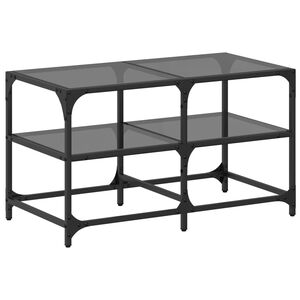 vidaXL kafijas galdiņ&scaron; ar melnu stikla virsmu, 78,5x40x45 cm, tērauds