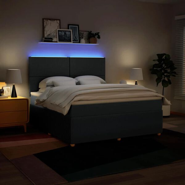 vidaXL atsperu gulta ar matraci, zils, 180x200 cm, audums