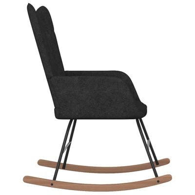 vidaXL šūpuļkrēsls ar kāju balstu, melns audums