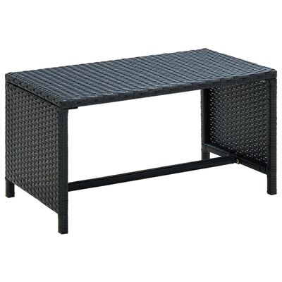 vidaXL kafijas galdiņš, melns, 70x40x38 cm, PE rotangpalma