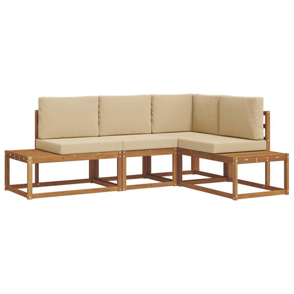 vidaXL Āra dīvānu komplekts ar spilvenu 4 Gabals Dabisks un bē&scaron;s