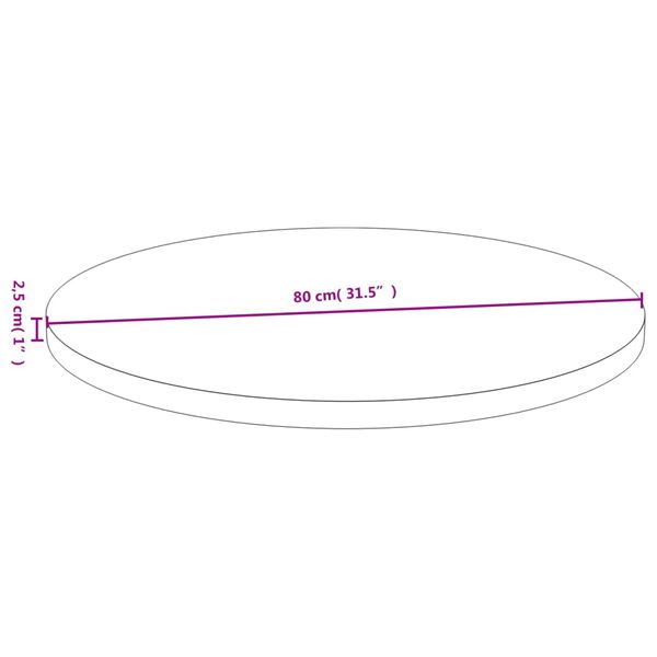 vidaXL galda virsma, Ø80x2,5 cm, bambuss