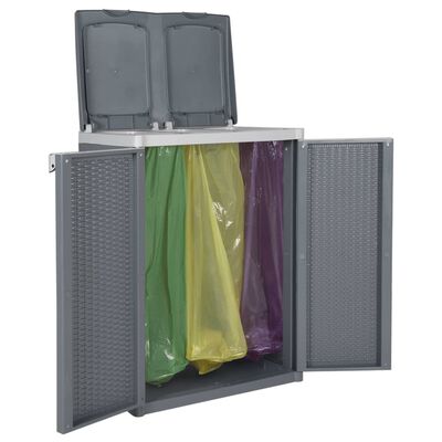 vidaXL atkritumu tvertne ar 2 durvīm, pelēka, 65x45x88 cm, PP