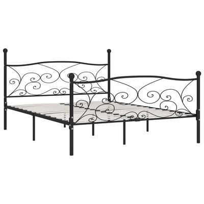 vidaXL gultas rāmis ar redeļu pamatni, melns, 180x200 cm, metāls