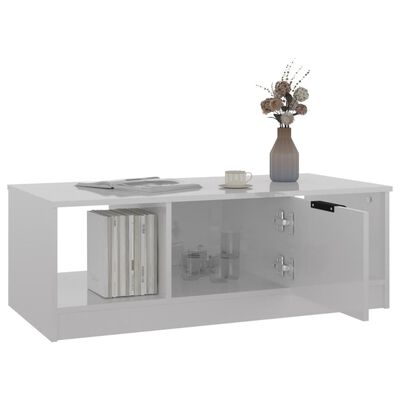 vidaXL kafijas galdiņš, spīdīgi balts, 102x50x36 cm, inženierijas koks