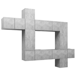 vidaXL 10-daļīgs TV skapī&scaron;u komplekts, betona pelēks inženierijas koks