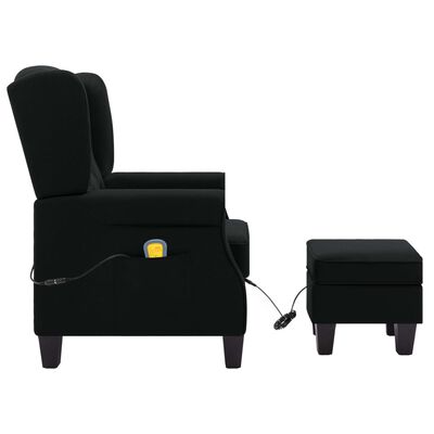 vidaXL masāžas krēsls ar kāju soliņu, melns audums