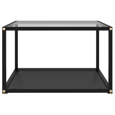 vidaXL kafijas galdiņš, melns, caurspīdīgs, 60x60x35 cm, rūdīts stikls