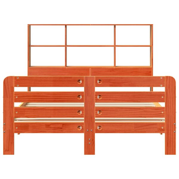 vidaXL gulta bez matrača, vaska brūnas, 120x190 cm, priedes masīvkoks