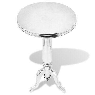vidaXL alumīnija kafijas galdiņš, apaļš, sudraba krāsā