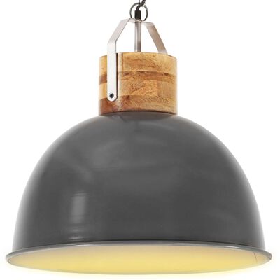 vidaXL griestu lampa, industriāls dizains, apaļa, pelēka, 51 cm, E27