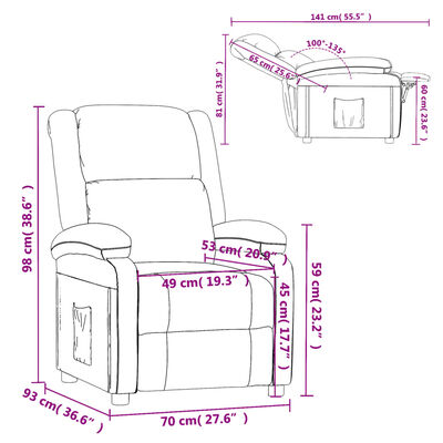vidaXL atpūtas krēsls, atgāžams, kapučīno krāsas mākslīgā āda