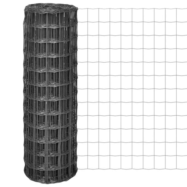 vidaXL Euro stiepļu žogs, tērauds, 10x1,2 m, pelēks