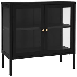 vidaXL kumode, melna, 70x35x70 cm, tērauds un stikls