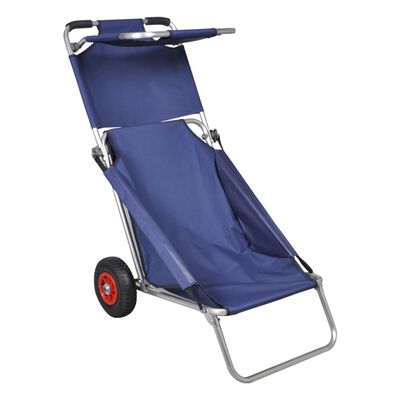 vidaXL pludmales ratiņi, krēsls, pārvietojami, saliekami, zili