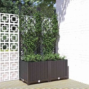 vidaXL dārza puķu kaste ar režģi, melna, 80x40x136 cm, polipropilēns (PP)