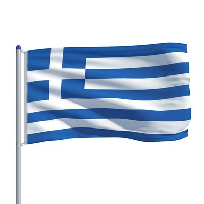 vidaXL Grieķijas karogs un karoga masts, alumīnijs, 6 m