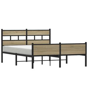 vidaXL gultas rāmis bez matrača, metāls, 160x200cm, ozolkoka imitācija