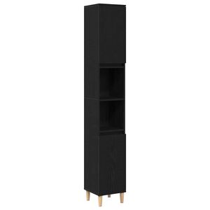 vidaXL Vannas istabas skapītis Melns ozolkoks 30 x 30 x 190 cm