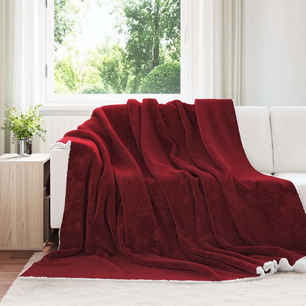vidaXL Pleds Bordo sarkans 240 x 270 cm Flīss