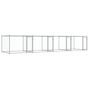 vidaXL suņu būris ar durvīm, pelēks, 8x2x1,5 m, cinkots tērauds