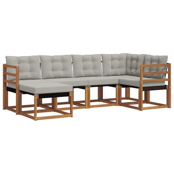 vidaXL Āra dīvānu komplekts ar spilvenu 6 pcs Dabīgs un gai&scaron;i pelēks