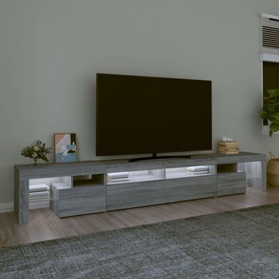 vidaXL TV skapītis ar LED lampiņām, pelēka ozola krāsa, 260x36,5x40 cm
