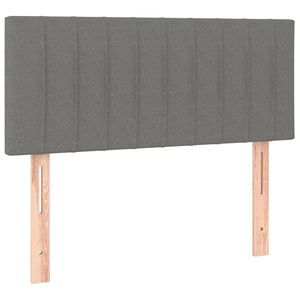 vidaXL gultas galvgalis, 100x5x78/88 cm, tum&scaron;i pelēks audums