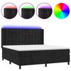 vidaXL atsperu gulta ar matraci, LED, melns samts, 180x200 cm