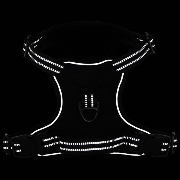 vidaXL suņu siksnas ar atstarojo&scaron;ām svītrām, regulējamas, melnas, XL