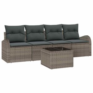 vidaXL Dārza dīvānu komplekts 5 pcs 4-Seater Pelēka poliratāns
