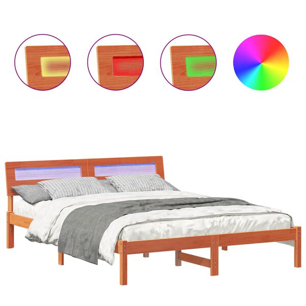 vidaXL Gultas rāmis Vaks brūns 150 x 200 cm Ciets priedes koks