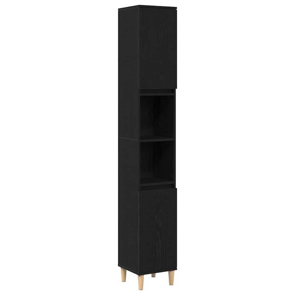 vidaXL Vannas istabas skapītis Melns ozolkoks 30 x 30 x 190 cm
