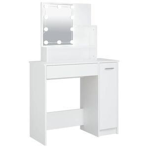 vidaXL spoguļgaldiņ&scaron; ar LED, balts, 86,5x35x136 cm