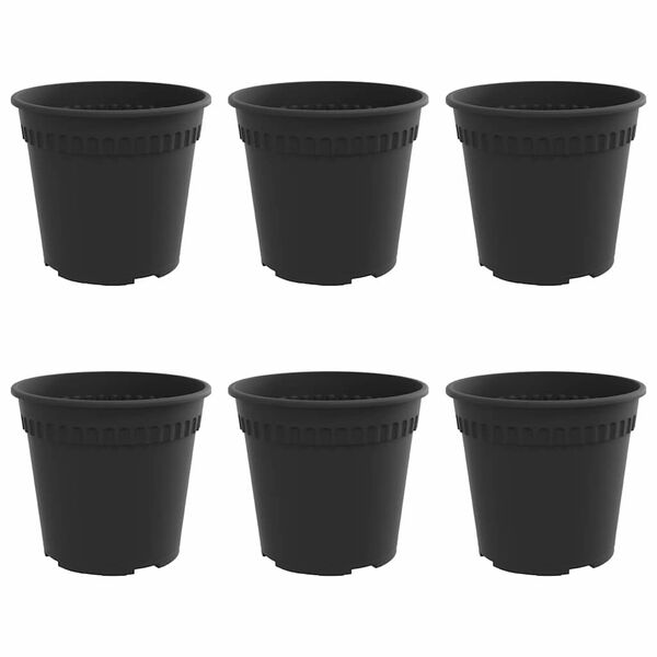 vidaXL Apaļais puķu pods 6 pcs Melna &Oslash; 17 x 14 cm Plastmasa
