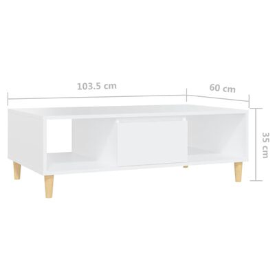 vidaXL kafijas galdiņš, balts, 103,5x60x35 cm, skaidu plāksne