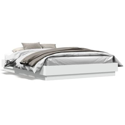 vidaXL gultas rāmis, balts, 160x200 cm, inženierijas koks